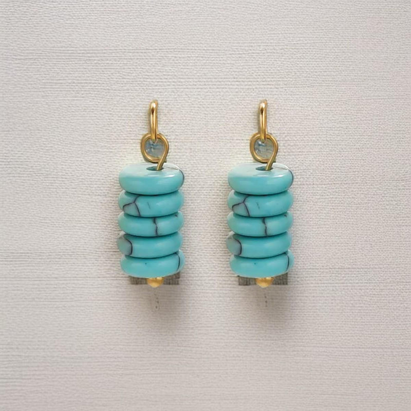 Gold Plated Stone Charms | Stacked Disc Pendants