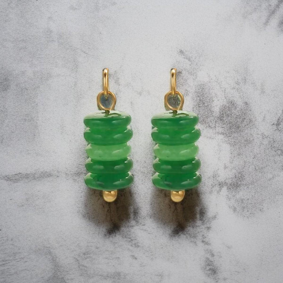 Gold Plated Stone Charms | Stacked Disc Pendants