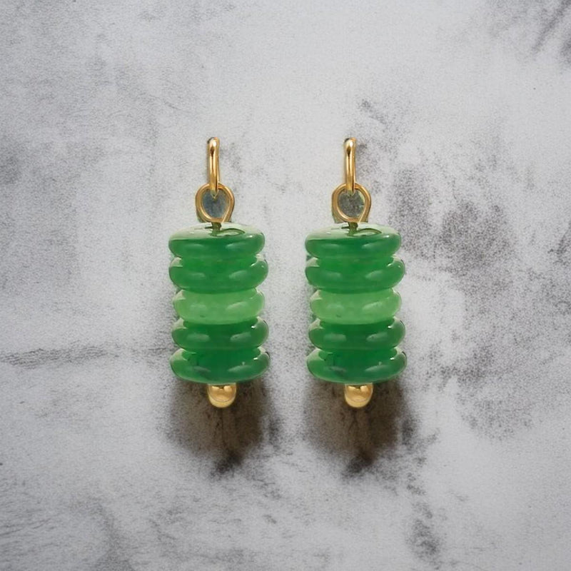 Gold Plated Stone Charms | Stacked Disc Pendants
