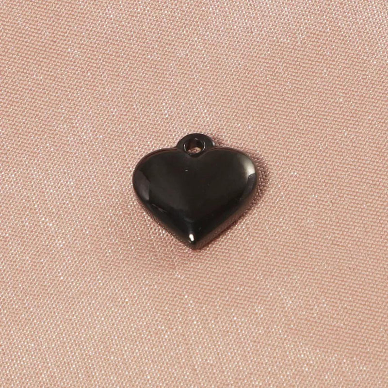 Gold Plated Puffy Heart Charms | Stainless Steel Heart Pendants | 12mm 14mm 16mm |