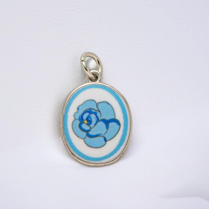 DIY Porcelain Charms, Blue Enamel Pendants, Hand Painted Style