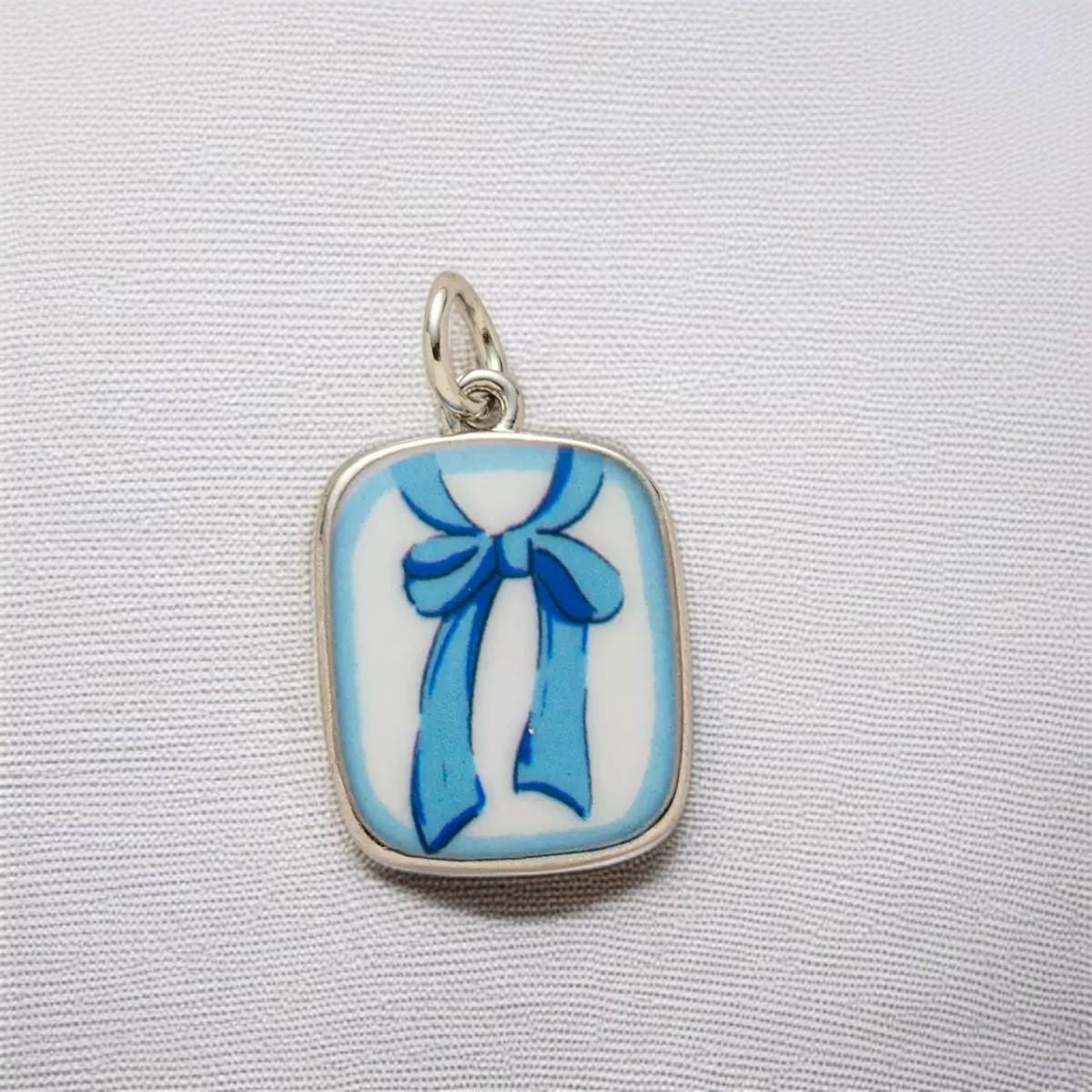 DIY Porcelain Charms, Blue Enamel Pendants, Hand Painted Style