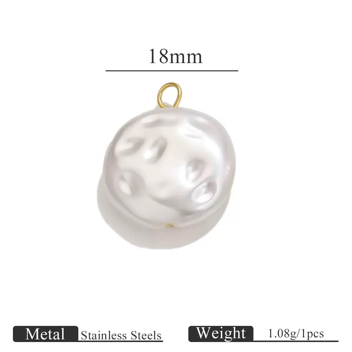 Gold Plated Faux Baroque Pearl Charms,Round Pendants