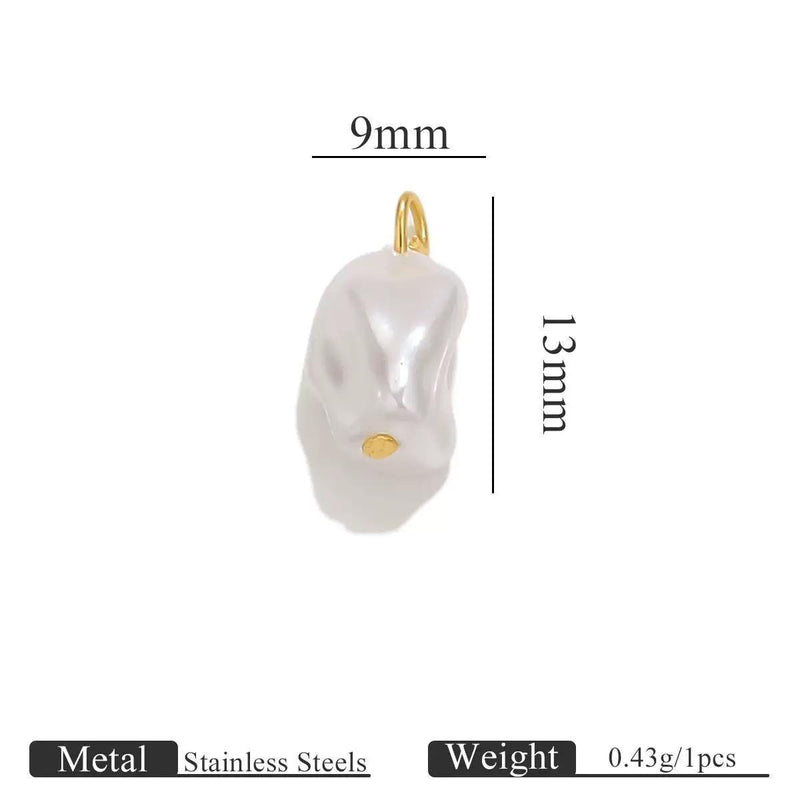 Gold Plated Faux Baroque Pearl Charms, Irregular Pendants