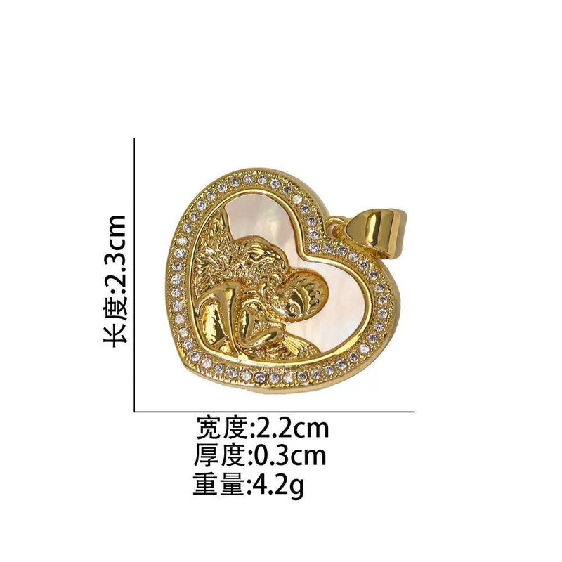 Gold Plated Mother of Pearl Charms, Heart Cross Butterfly Clover Religious Charms