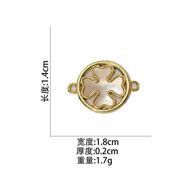 Gold Plated Mother of Pearl Charms, Heart Cross Butterfly Clover Religious Charms