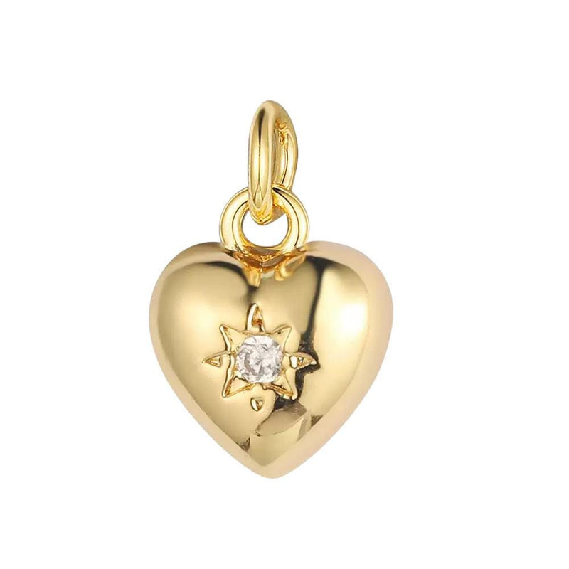 Gold Plated Heart Animal Charms, CZ Leaf Star Pet Charms,