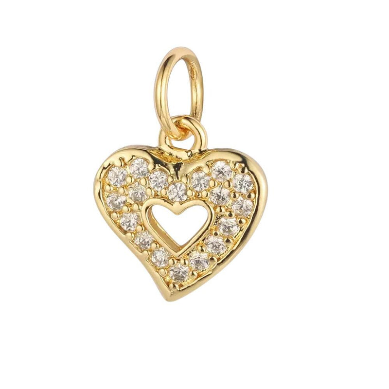 Gold Plated Heart Animal Charms, CZ Leaf Star Pet Charms,