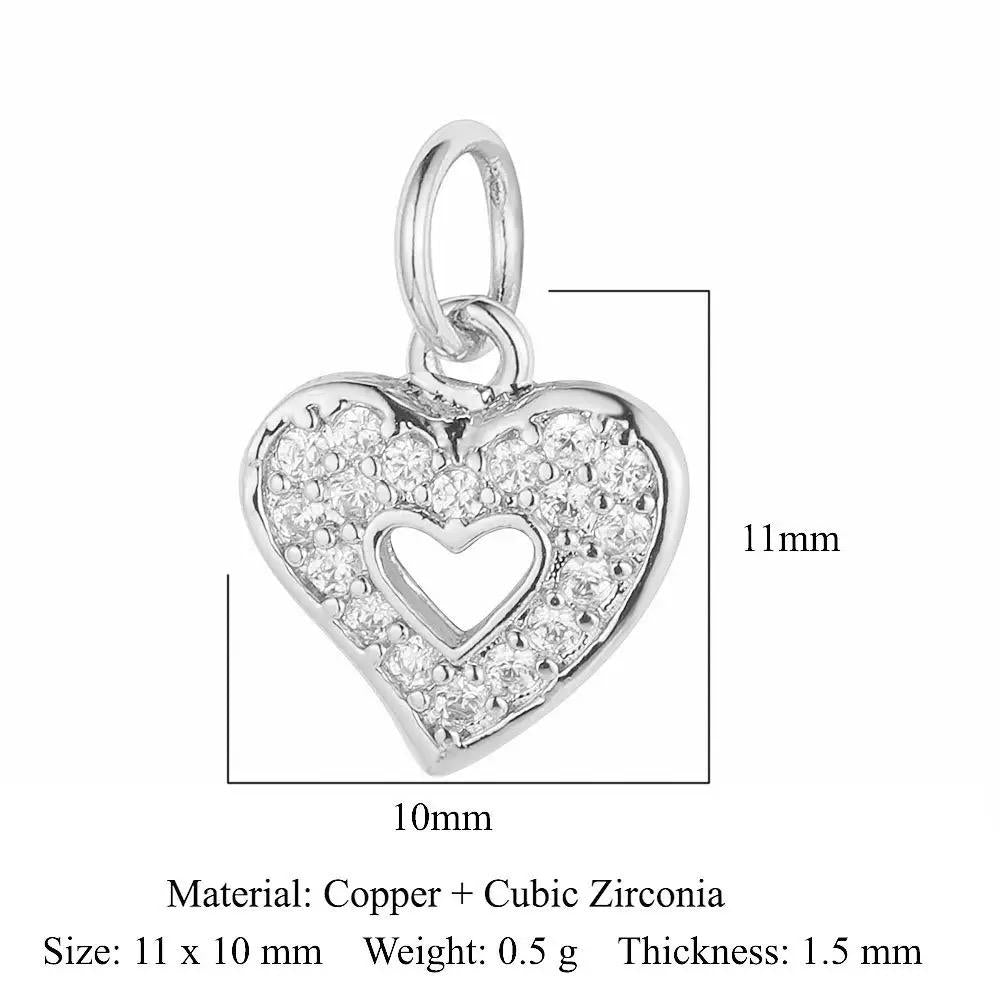 Gold Plated Heart Animal Charms, CZ Leaf Star Pet Charms,
