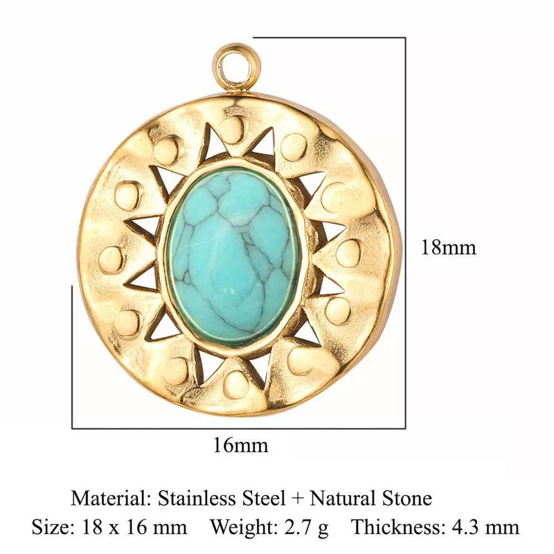 Gold Plated Vintage Style Stone Pendants,