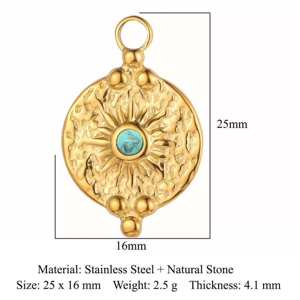 Gold Plated Vintage Style Stone Pendants,