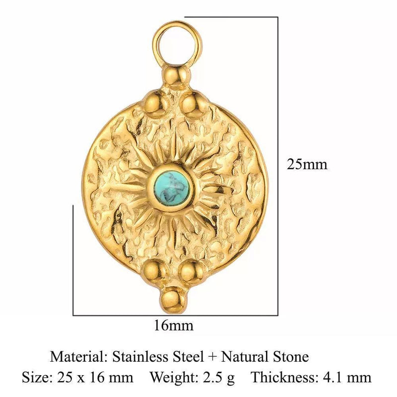 Gold Plated Vintage Style Stone Pendants,