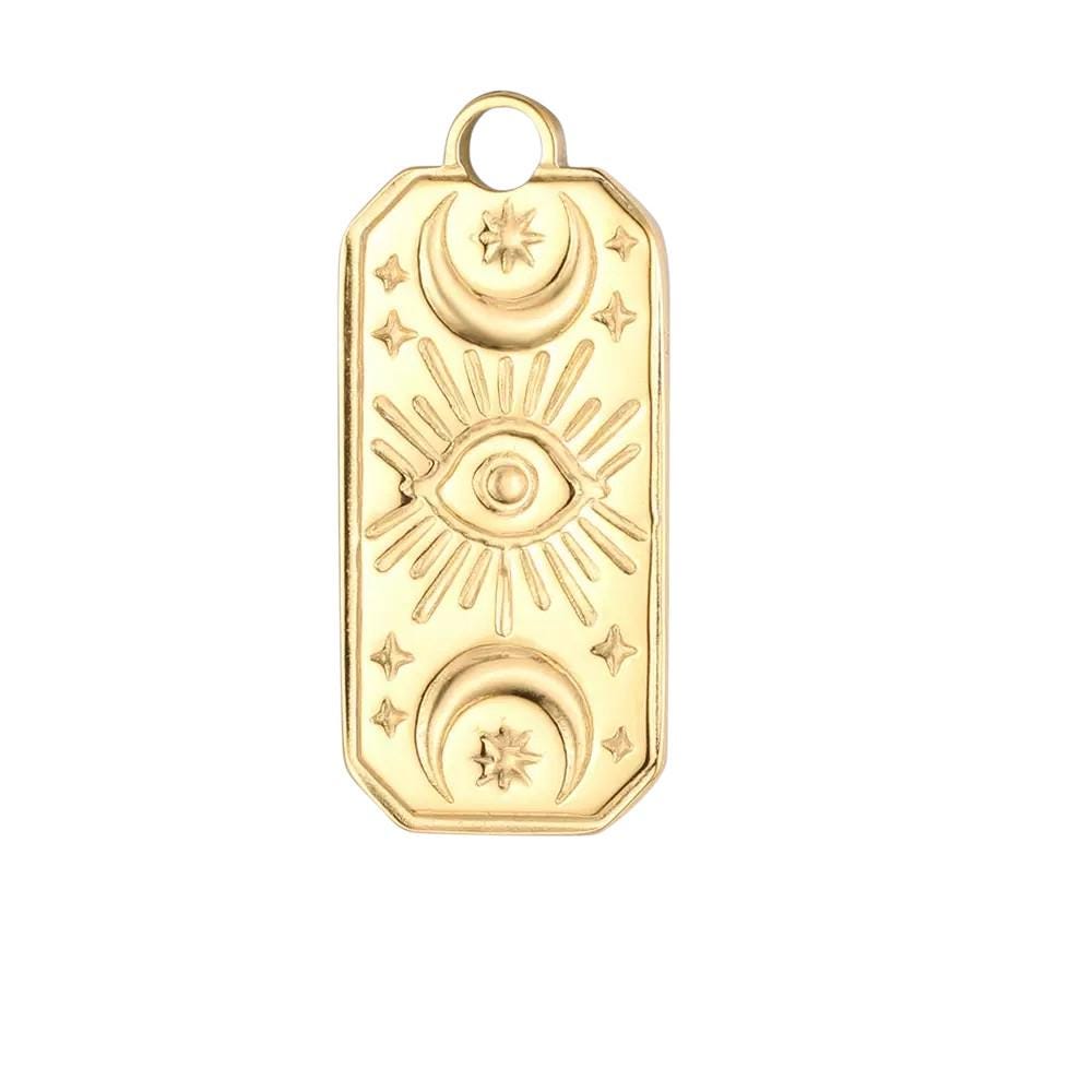 Gold Plated Evil Eye Charms, Celestial Heart Sun Star Hamsa Jewelry Charms