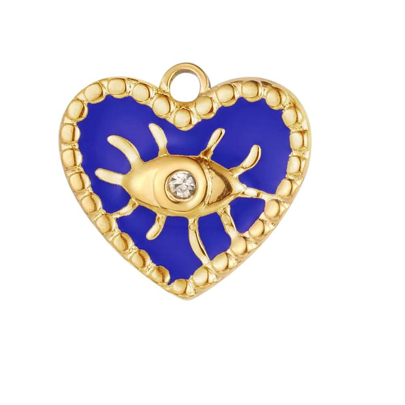 Gold Plated Evil Eye Charms, Celestial Heart Sun Star Hamsa Jewelry Charms