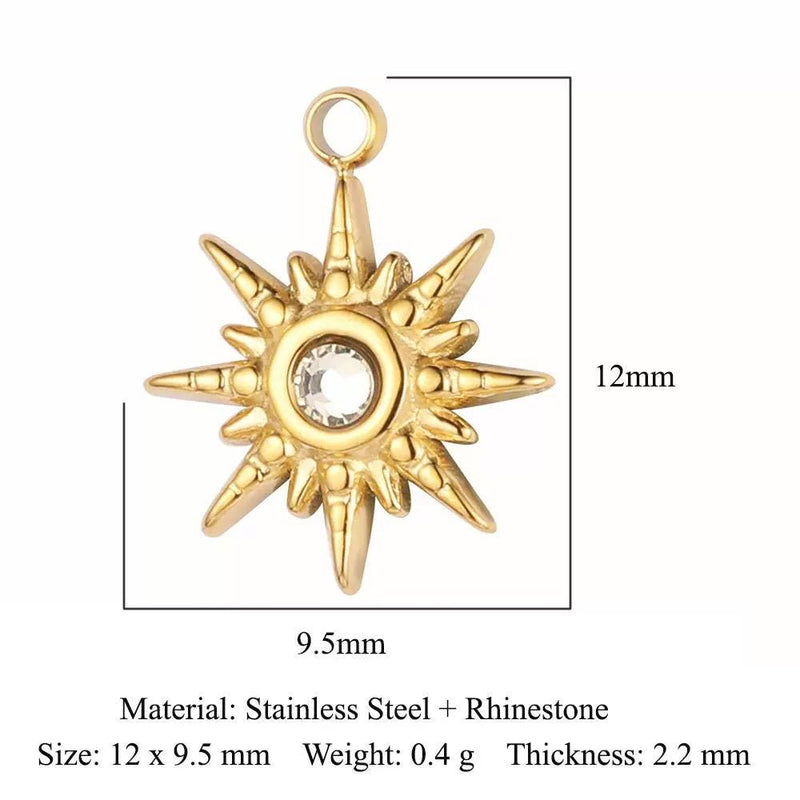 Gold Plated Evil Eye Charms, Celestial Heart Sun Star Hamsa Jewelry Charms