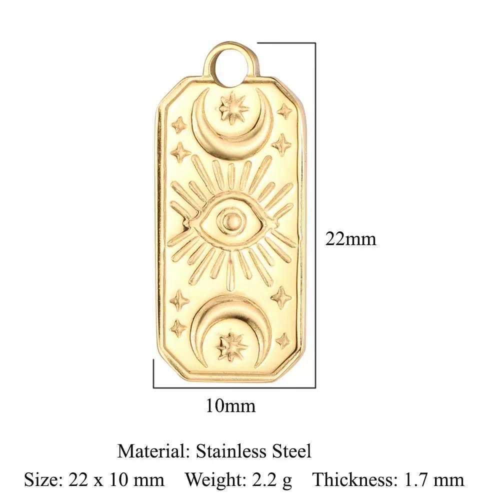 Gold Plated Evil Eye Charms, Celestial Heart Sun Star Hamsa Jewelry Charms