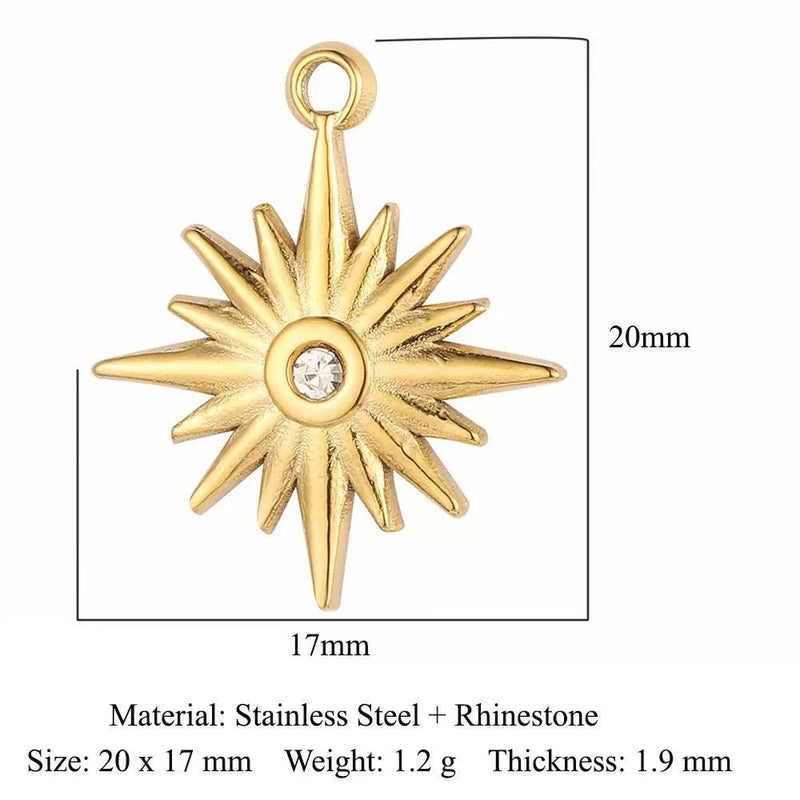 Gold Plated Evil Eye Charms, Celestial Heart Sun Star Hamsa Jewelry Charms