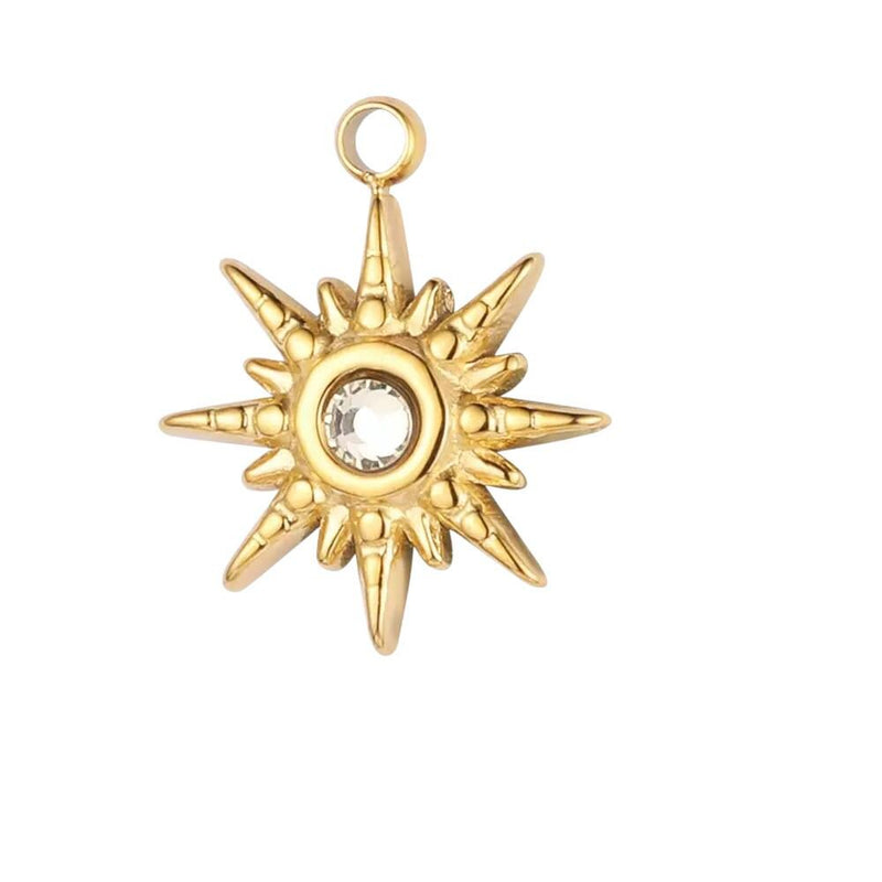 Gold Plated Evil Eye Charms, Celestial Heart Sun Star Hamsa Jewelry Charms