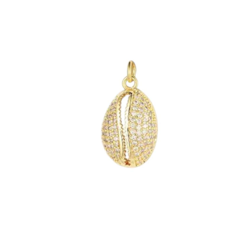 Gold Plated Cross Peace Shell Charms, CZ Religious Symbol Jewelry Pendants