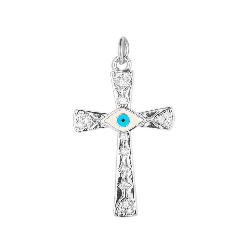 Gold Plated Cross Peace Shell Charms, CZ Religious Symbol Jewelry Pendants