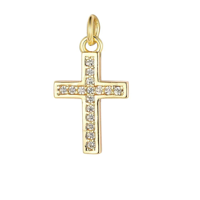 Gold Plated Cross Peace Shell Charms, CZ Religious Symbol Jewelry Pendants