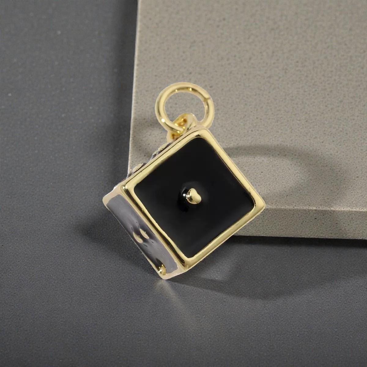 Gold Plated Playing Card & Dice Charms, Enamel Casino Lucky Jewelry