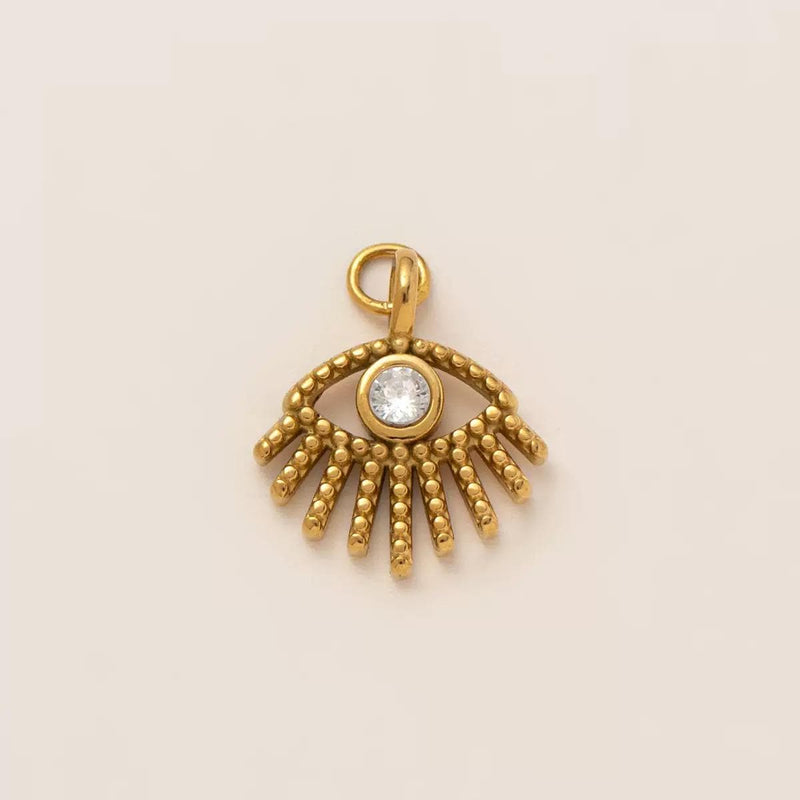 Gold Plated Symbol & Lucky Charms, Sun Moon Eye Camera Ballet Pendant Set