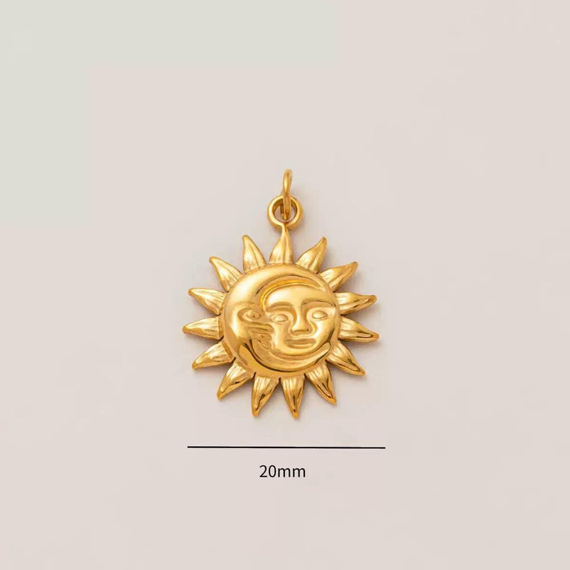 Gold Plated Symbol & Lucky Charms, Sun Moon Eye Camera Ballet Pendant Set
