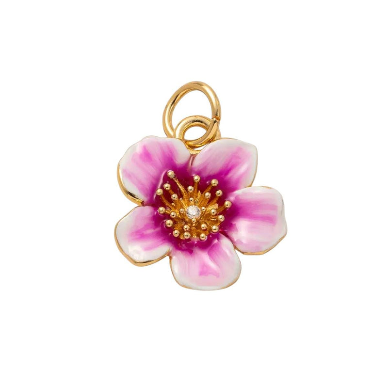 Gold Plated Enamel Flower Charms Set, Floral Pearl Fruit Heart Shoe Charms