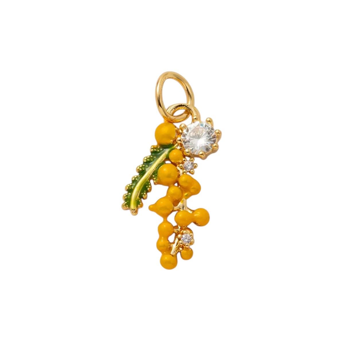 Gold Plated Enamel Flower Charms Set, Floral Pearl Fruit Heart Shoe Charms