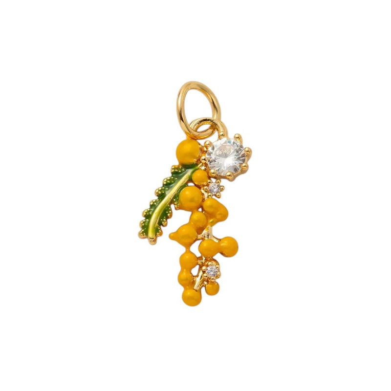 Gold Plated Enamel Flower Charms Set, Floral Pearl Fruit Heart Shoe Charms