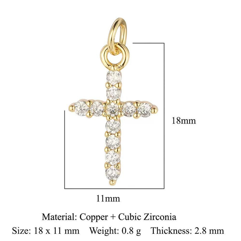 Gold Plated CZ Charms, Moon Lightning Cross Eye Star Charms, Religious Celestial Jewelry