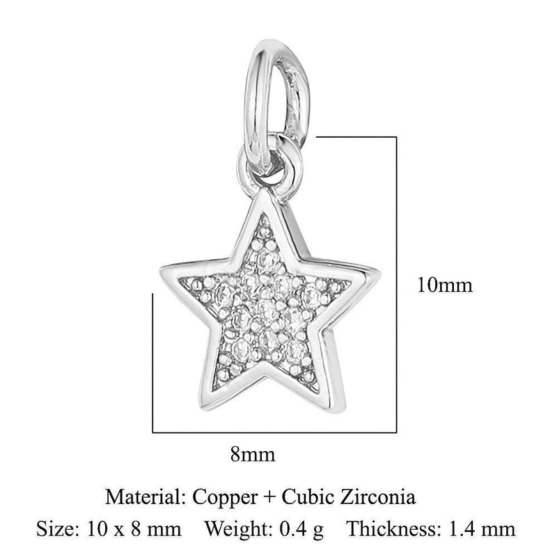 Gold Plated CZ Charms, Moon Lightning Cross Eye Star Charms, Religious Celestial Jewelry