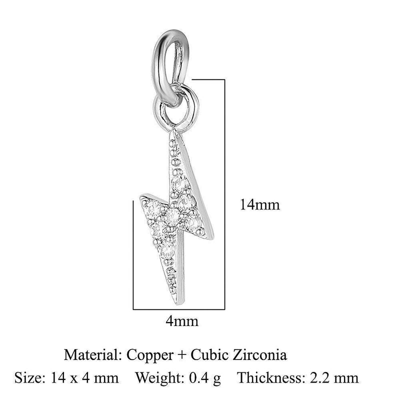Gold Plated CZ Charms, Moon Lightning Cross Eye Star Charms, Religious Celestial Jewelry