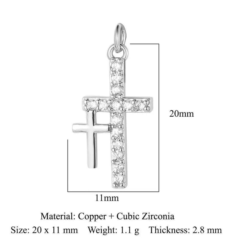 Gold Plated CZ Charms, Moon Lightning Cross Eye Star Charms, Religious Celestial Jewelry