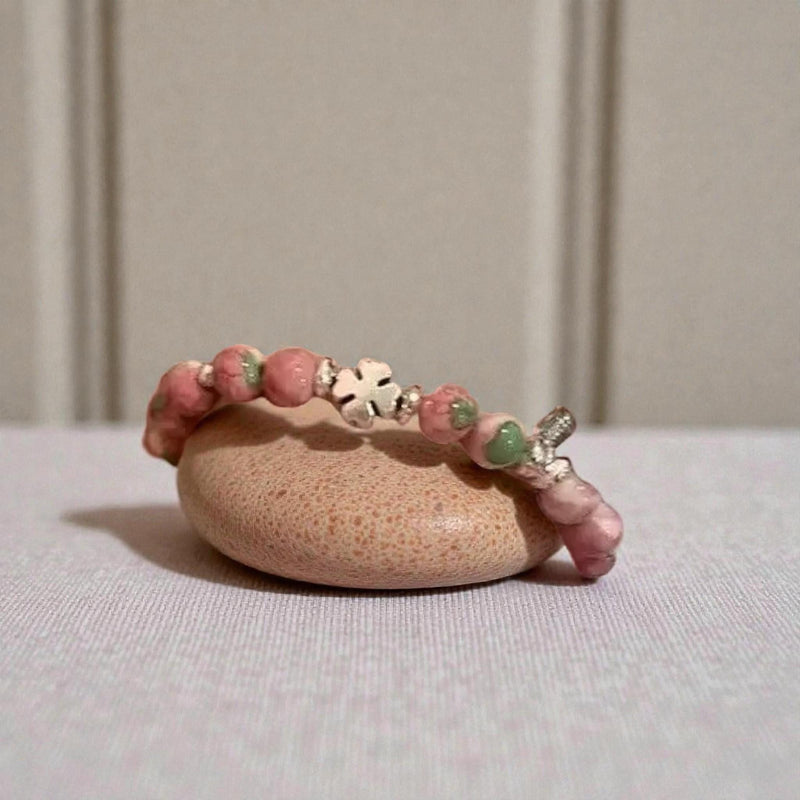 Pearl Beaded Stretch Bracelets with Gold Plated Charms, Gemstone Stackable Bracelets, Elegant Handmade Jewelry