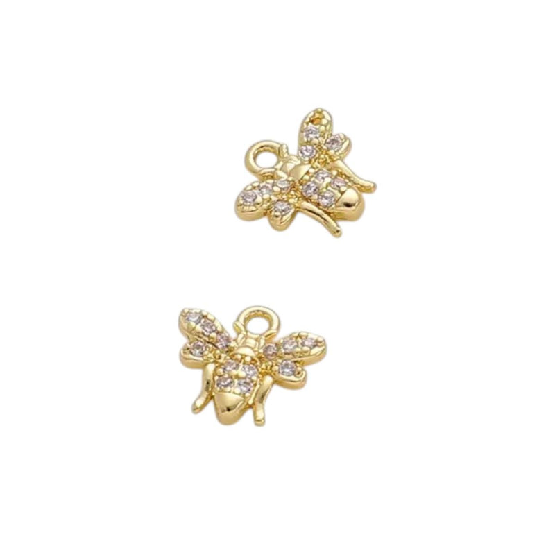 Gold Plated CZ Mini Charms Mix, Celestial Heart Flower Dolphin Footprint