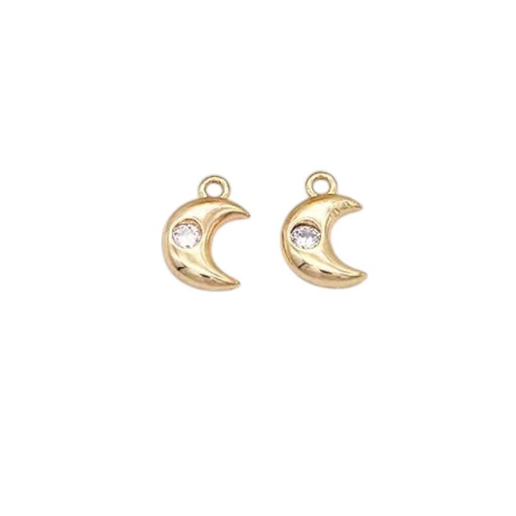 Gold Plated CZ Mini Charms Mix, Celestial Heart Flower Dolphin Footprint