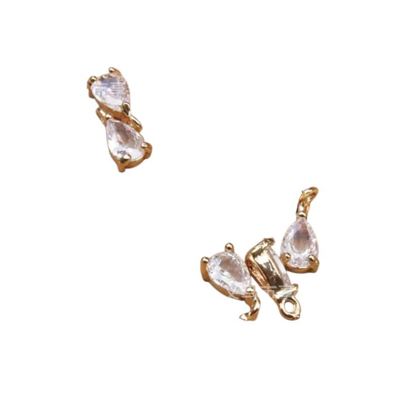 Gold Plated CZ Mini Charms Mix, Celestial Heart Flower Dolphin Footprint