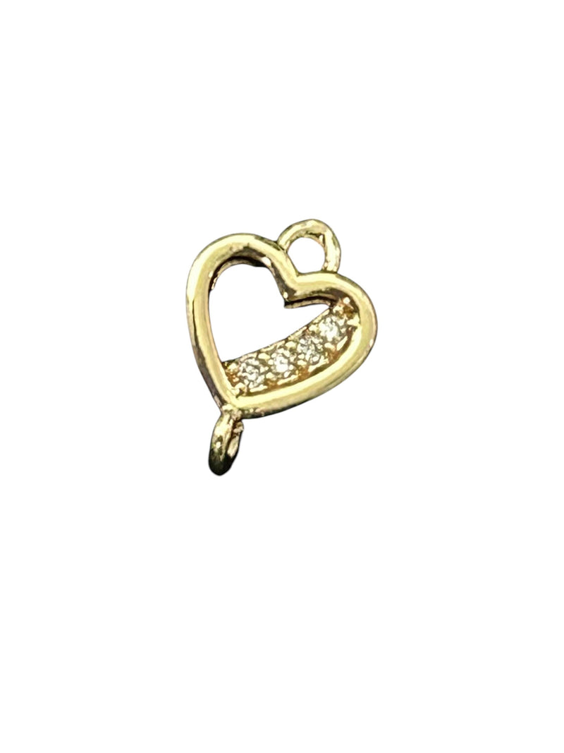 Gold Plated CZ Mini Charms Mix, Celestial Heart Flower Dolphin Footprint
