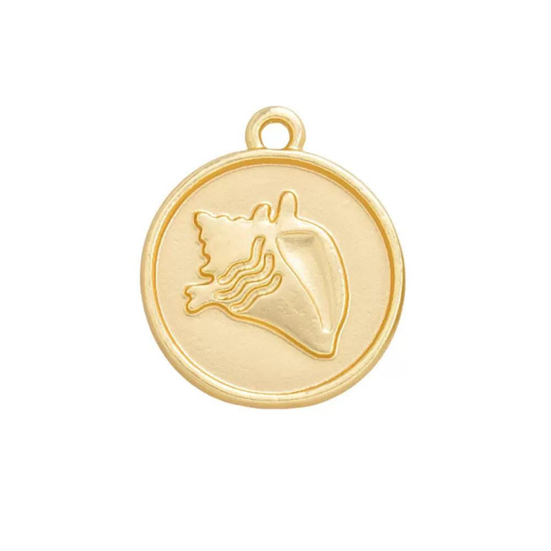 Gold Plated Ocean Charms, Sea Life Coin,