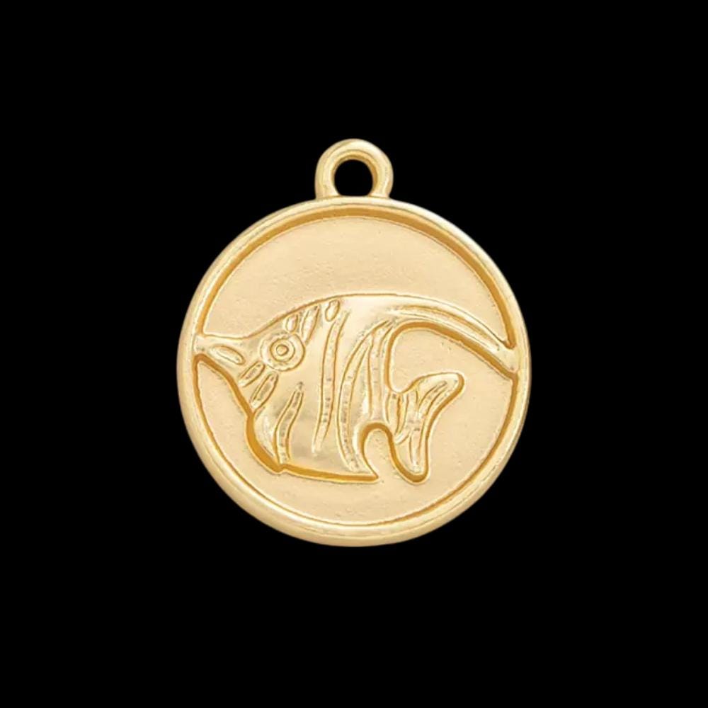Gold Plated Ocean Charms, Sea Life Coin,