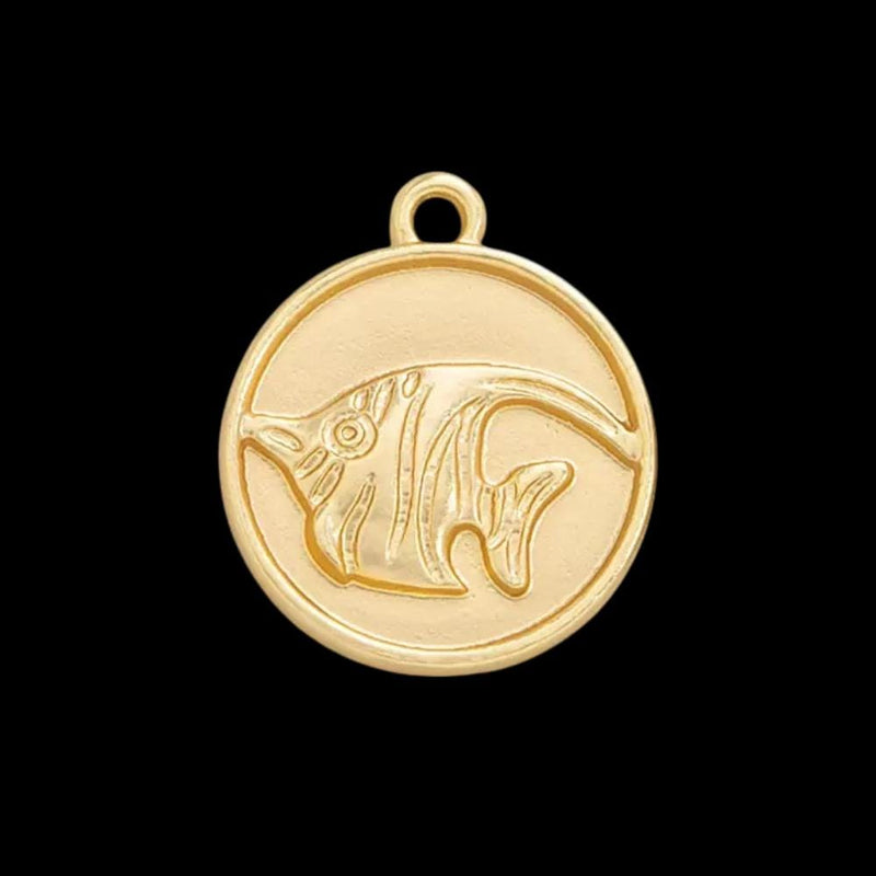 Gold Plated Ocean Charms, Sea Life Coin,