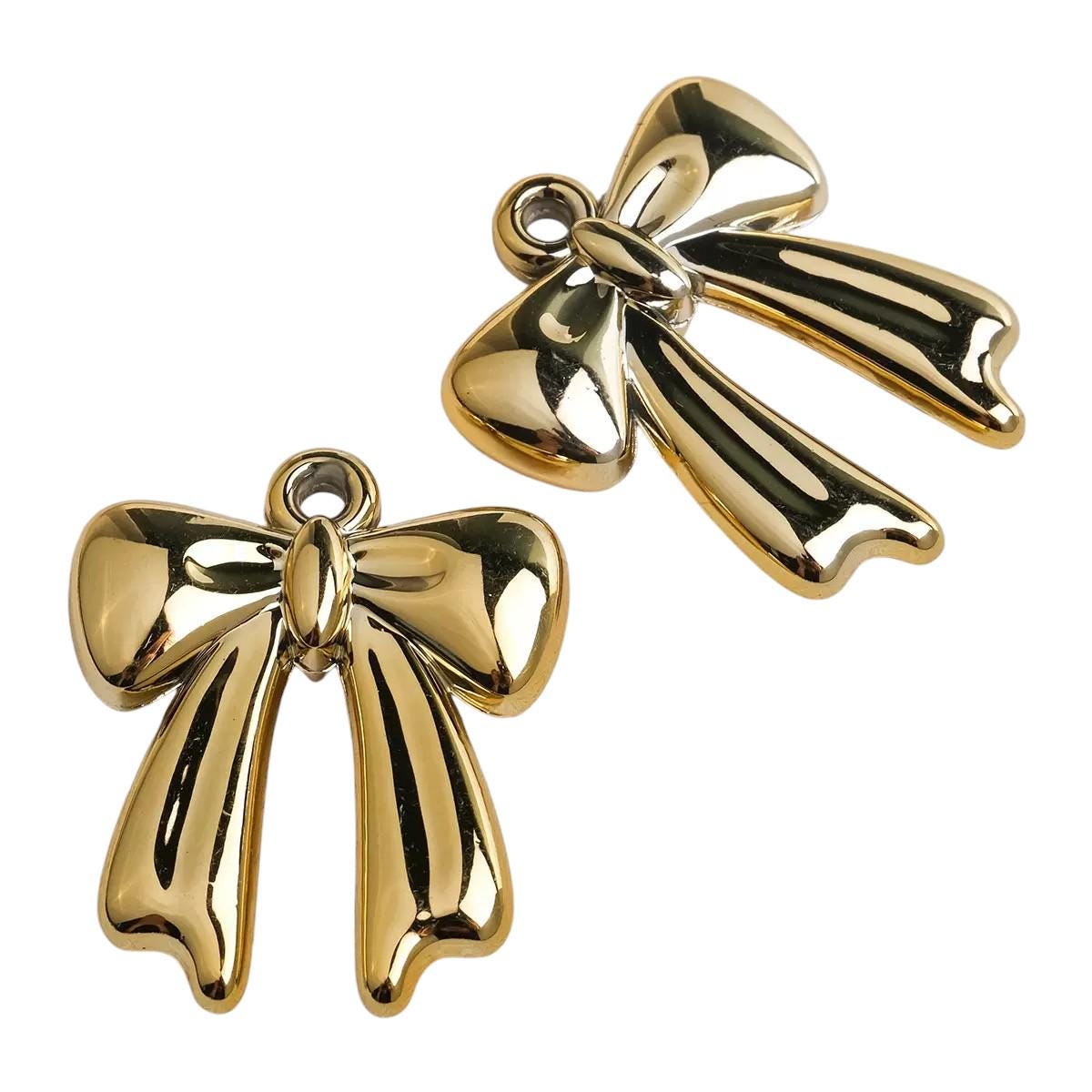 Acrylic Bow & Heart Charms  Puffy Hearts - Ribbon Bows