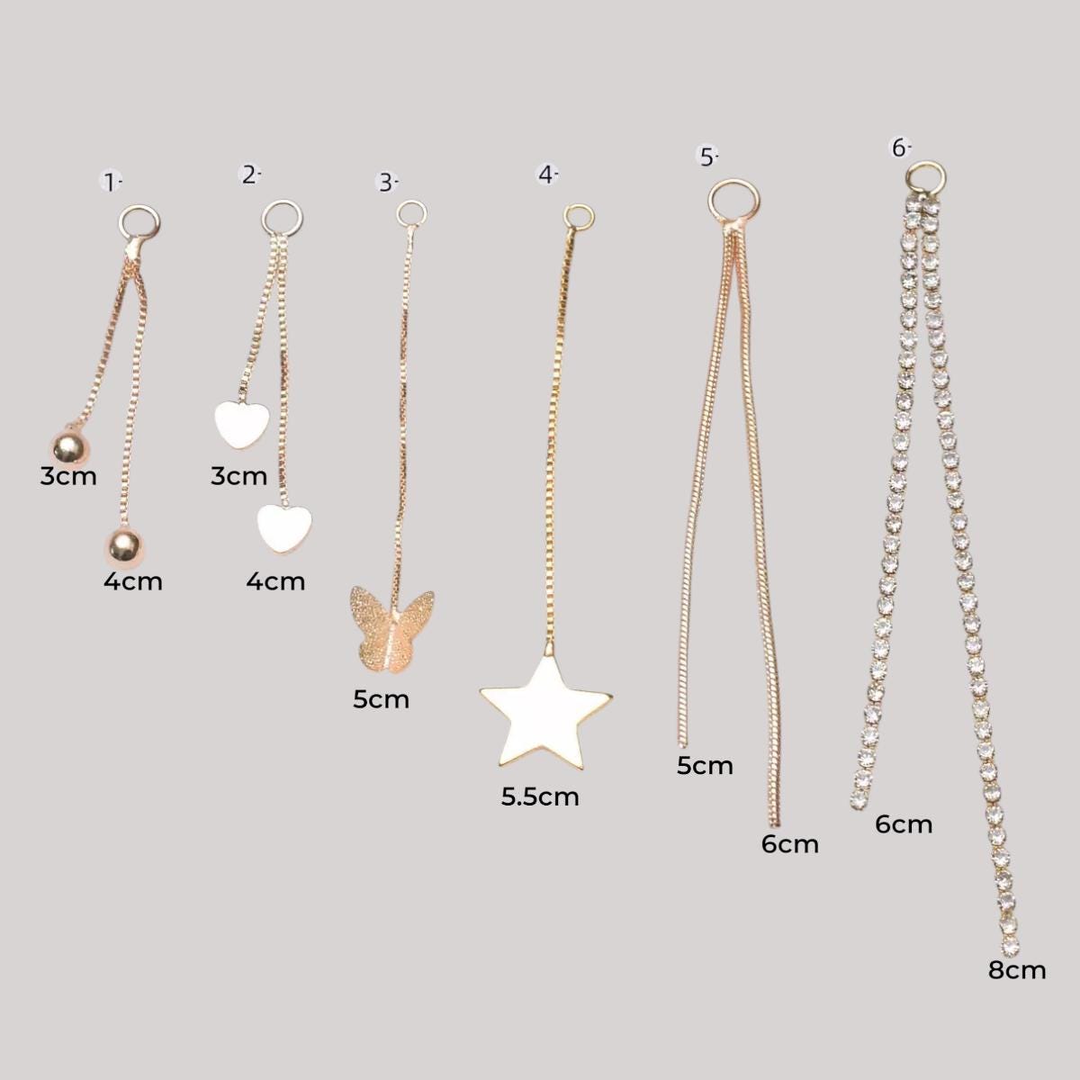 Gold Plated Dangle Chain Charms