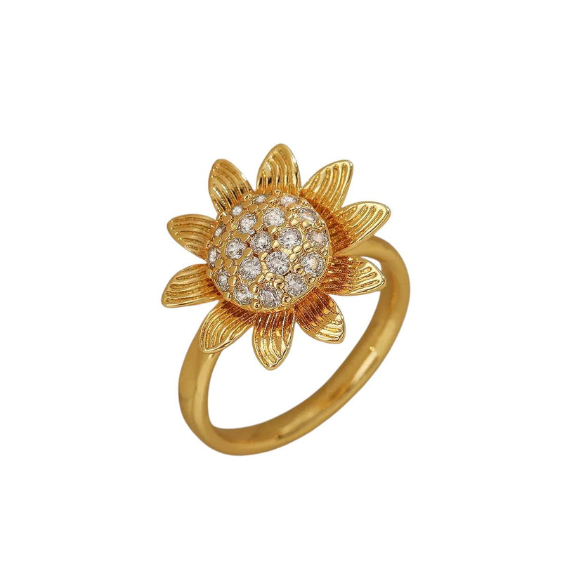 Gold Plated Spinner Rings  Crystal Floral, Heart & Cat Spin Rings