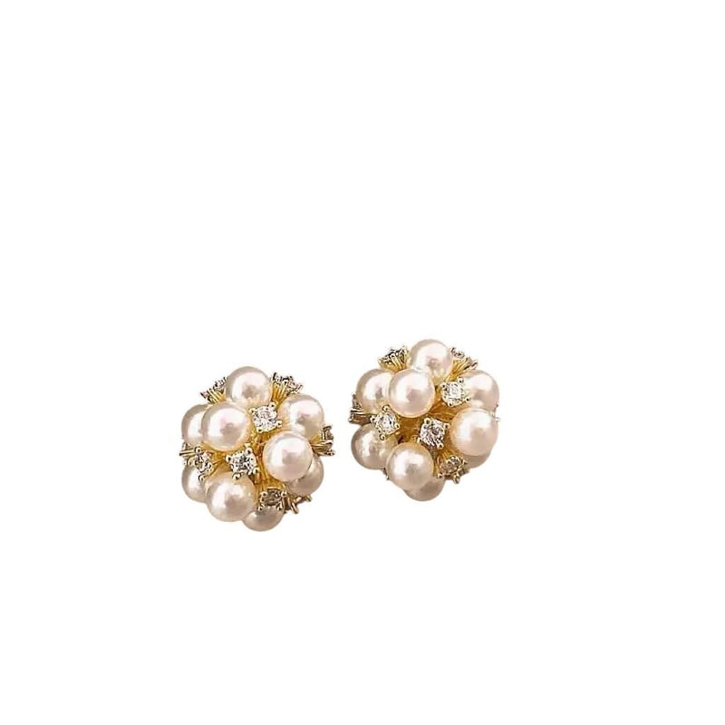 Gold Plated Pearl Drop Earrings  Floral, Baroque & Crystal Accents