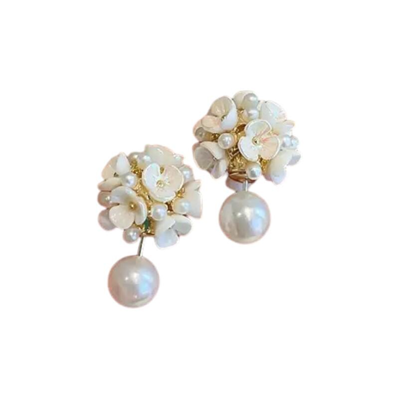 Gold Plated Pearl Drop Earrings  Floral, Baroque & Crystal Accents