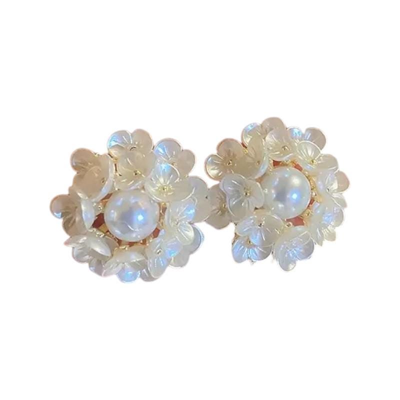 Gold Plated Pearl Drop Earrings  Floral, Baroque & Crystal Accents
