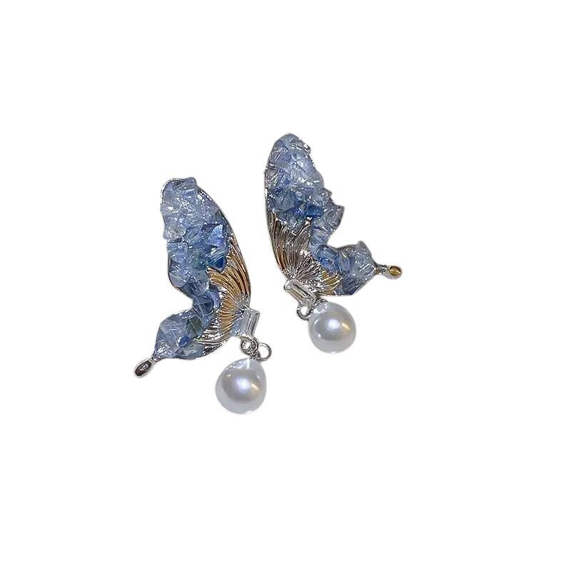 Gold Plated Pearl Drop Earrings  Floral, Baroque & Crystal Accents
